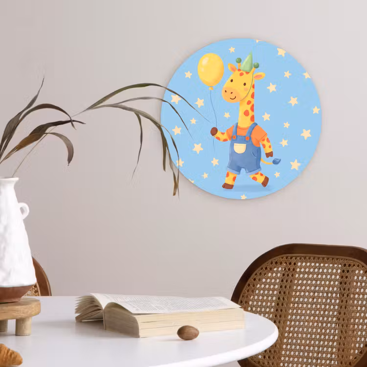 Muurcirkel glas - Dieren - Giraffe - Ballon - Feest - Kinderkamer — 4
