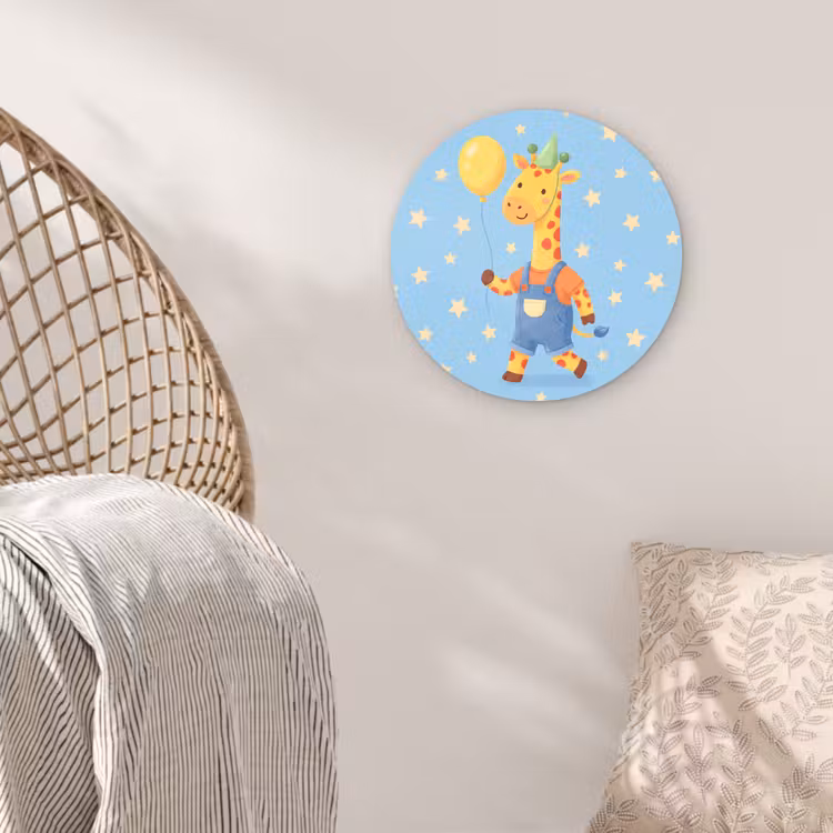 Muurcirkel glas - Dieren - Giraffe - Ballon - Feest - Kinderkamer — 5