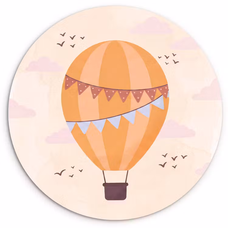 Muurcirkel glas - Luchtballon - Slingers - Avontuur - Illustratie - Oranje — 1