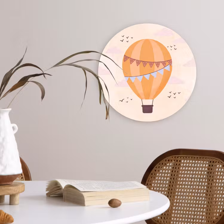 Muurcirkel glas - Luchtballon - Slingers - Avontuur - Illustratie - Oranje — 4