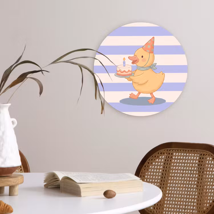 Muurcirkel glas - Vogel - Feest - Taart - Kinder - Illustratie — 4