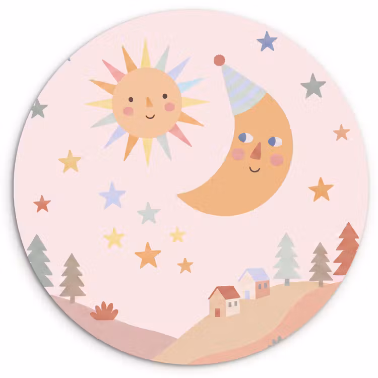 Muurcirkel glas - Zon - Maan - Sterren - Kinderkamer - Pastel — 1