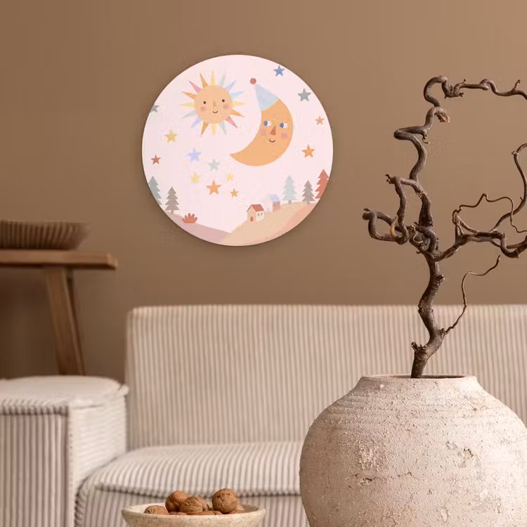 Muurcirkel glas - Zon - Maan - Sterren - Kinderkamer - Pastel — 2
