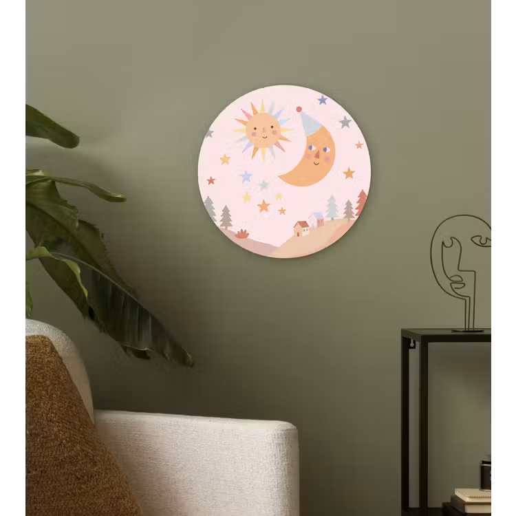 Muurcirkel glas - Zon - Maan - Sterren - Kinderkamer - Pastel — 3