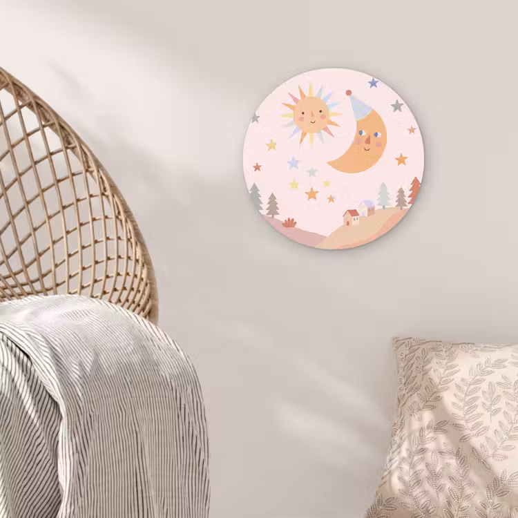 Muurcirkel glas - Zon - Maan - Sterren - Kinderkamer - Pastel — 5