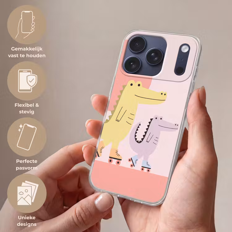 Telefoonhoesje - Dieren - Skaten - Illustratie - Speels - Roze — 4