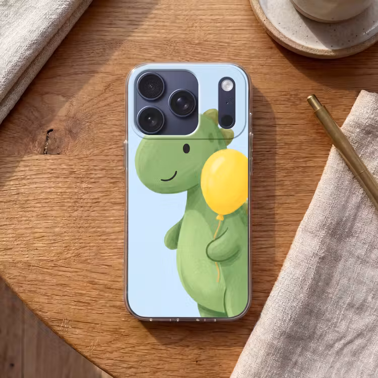 Telefoonhoesje - Dinosaurus - Ballon - Kinderkamer - Illustratie - Groen — 2