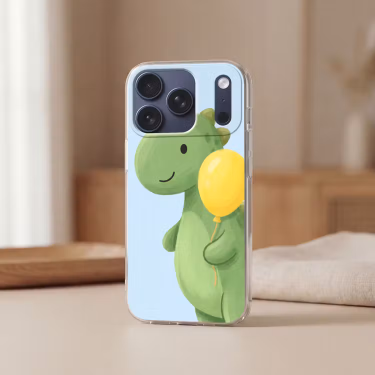 Telefoonhoesje - Dinosaurus - Ballon - Kinderkamer - Illustratie - Groen — 3
