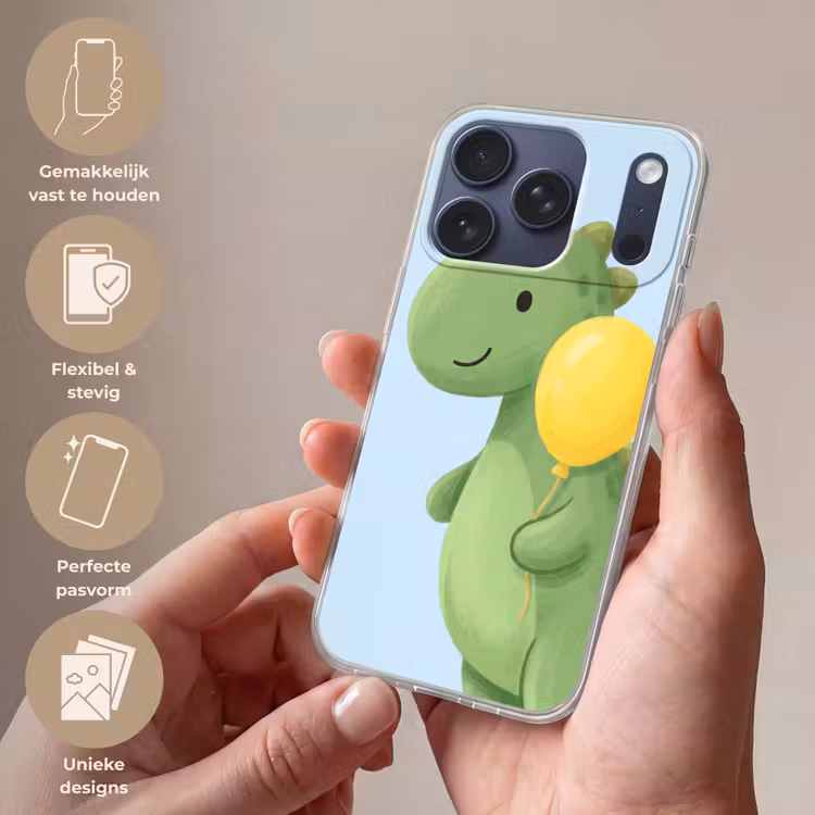 Telefoonhoesje - Dinosaurus - Ballon - Kinderkamer - Illustratie - Groen — 4