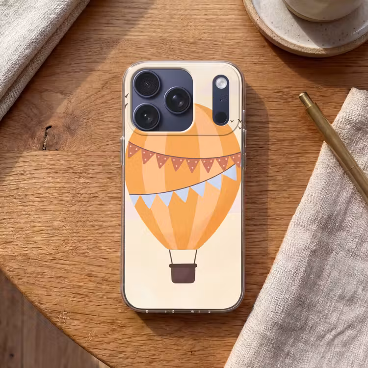 Telefoonhoesje - Luchtballon - Slingers - Avontuur - Illustratie - Oranje — 2