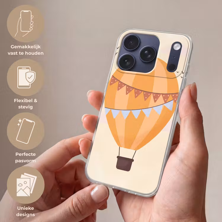 Telefoonhoesje - Luchtballon - Slingers - Avontuur - Illustratie - Oranje — 4