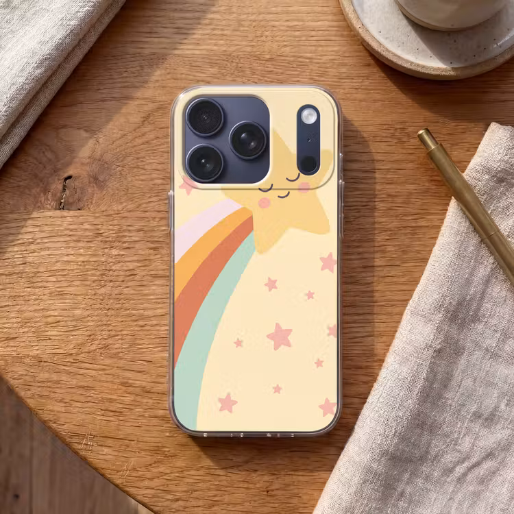 Telefoonhoesje - Ster - Regenboog - Nacht - Illustratie - Pastel — 2