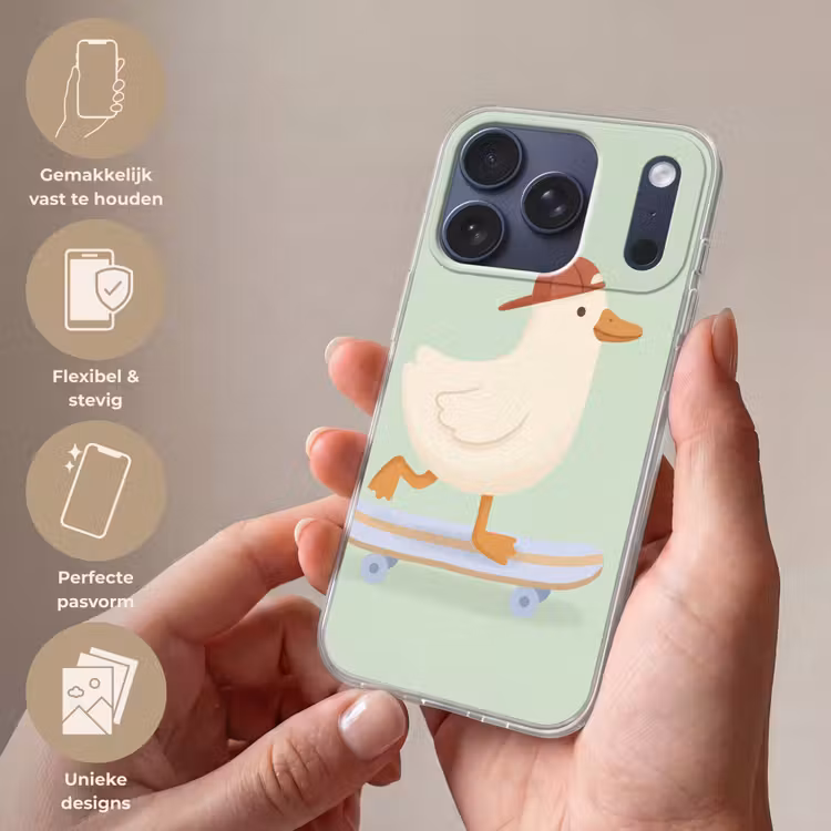 Telefoonhoesje - Vogel - Skateboard - Dieren - Cartoon - Speels — 4