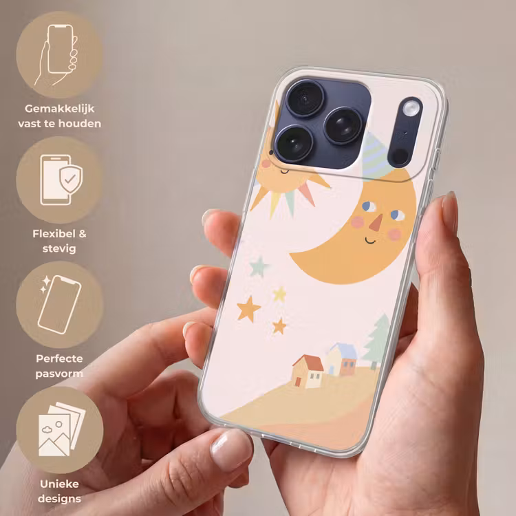 Telefoonhoesje - Zon - Maan - Sterren - Kinderkamer - Pastel — 4