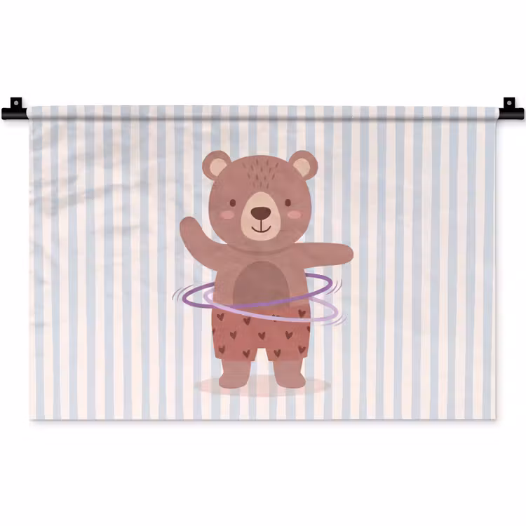 Wandkleed - Beer - Hoepel - Kinderkamer - Illustratie - Bruin — 1