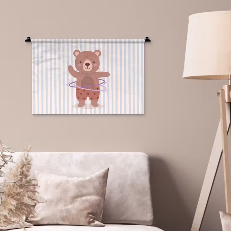 Wandkleed - Beer - Hoepel - Kinderkamer - Illustratie - Bruin — 2
