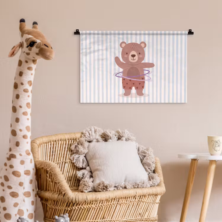 Wandkleed - Beer - Hoepel - Kinderkamer - Illustratie - Bruin — 5