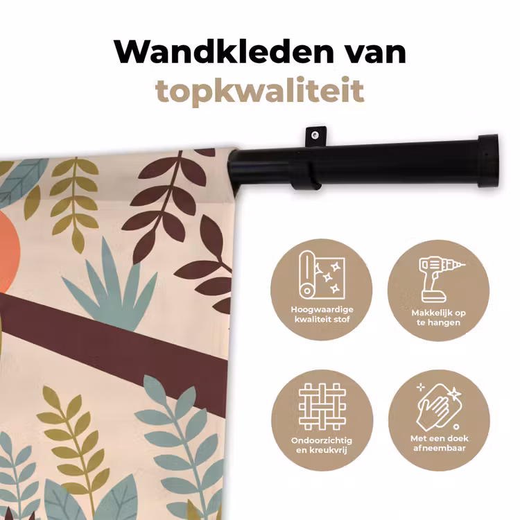 Wandkleed - Dieren - Moeder - Baby - Natuur - Groen — 3