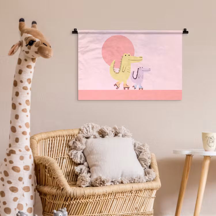 Wandkleed - Dieren - Skaten - Illustratie - Speels - Roze — 5