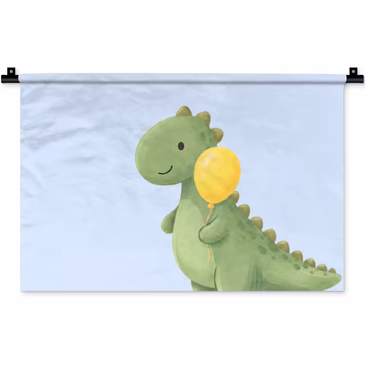 Wandkleed - Dinosaurus - Ballon - Kinderkamer - Illustratie - Groen — 1