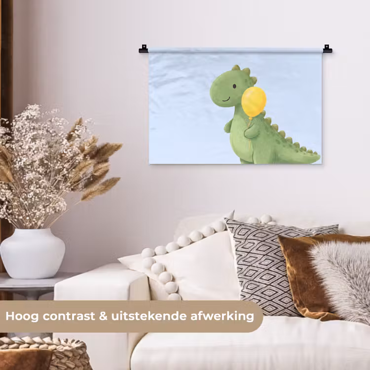 Wandkleed - Dinosaurus - Ballon - Kinderkamer - Illustratie - Groen — 4