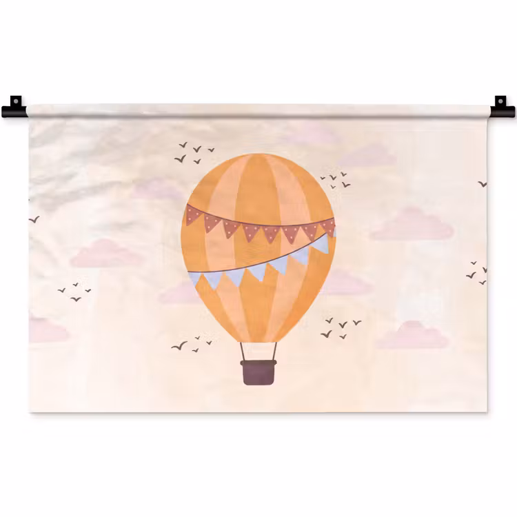 Wandkleed - Luchtballon - Slingers - Avontuur - Illustratie - Oranje — 1