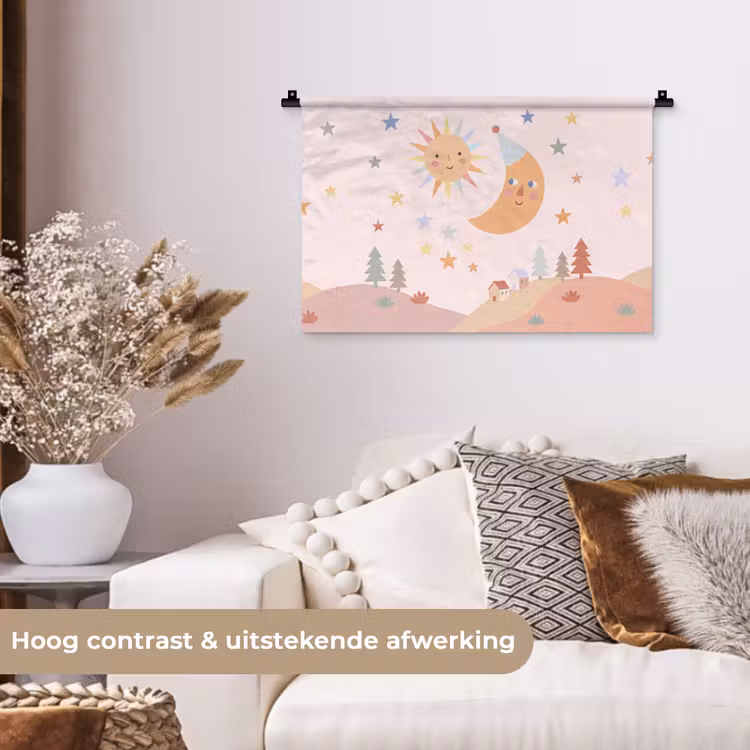 Wandkleed - Zon - Maan - Sterren - Kinderkamer - Pastel — 4
