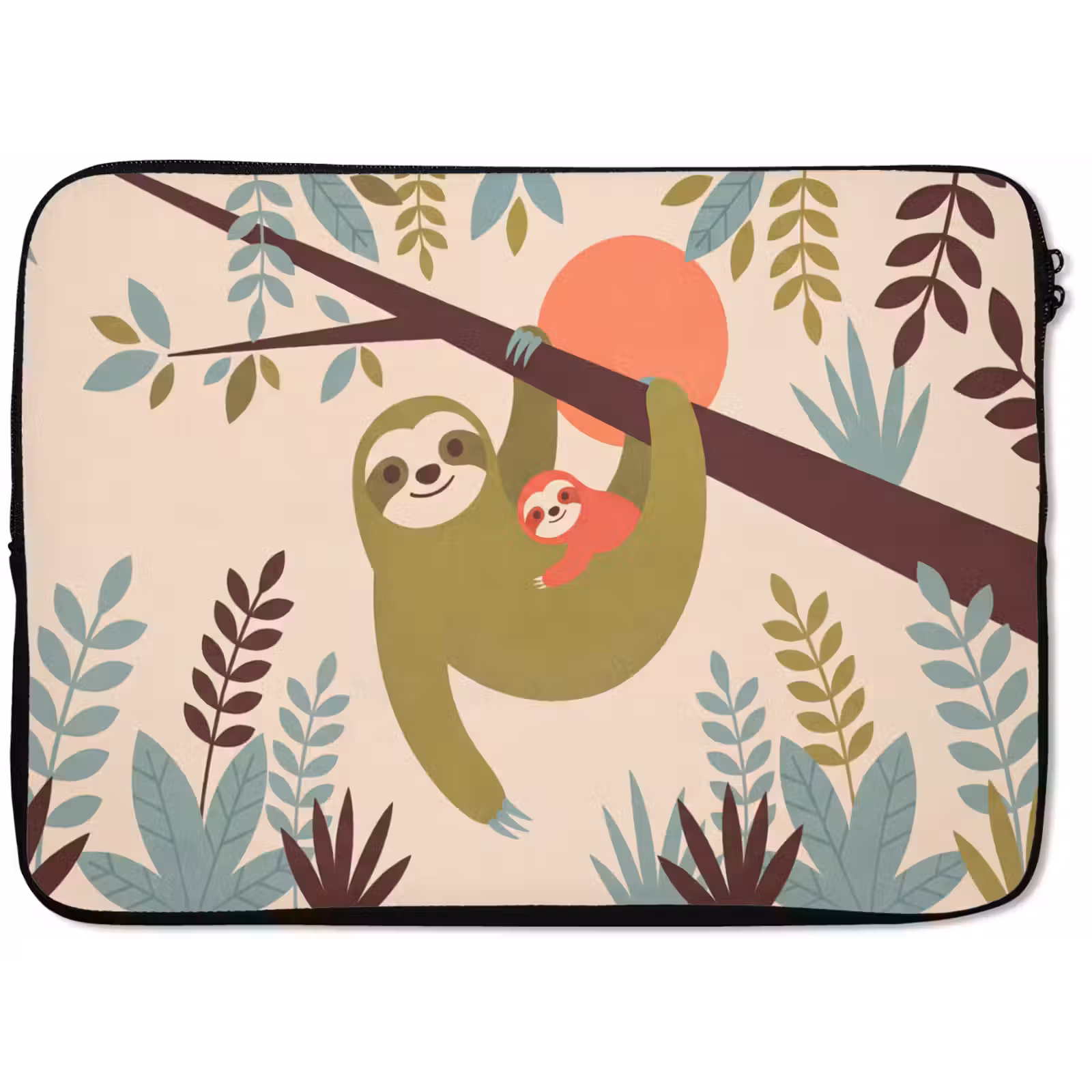 Laptophoes Dieren - Moeder - Baby - Natuur - Groen — 1
