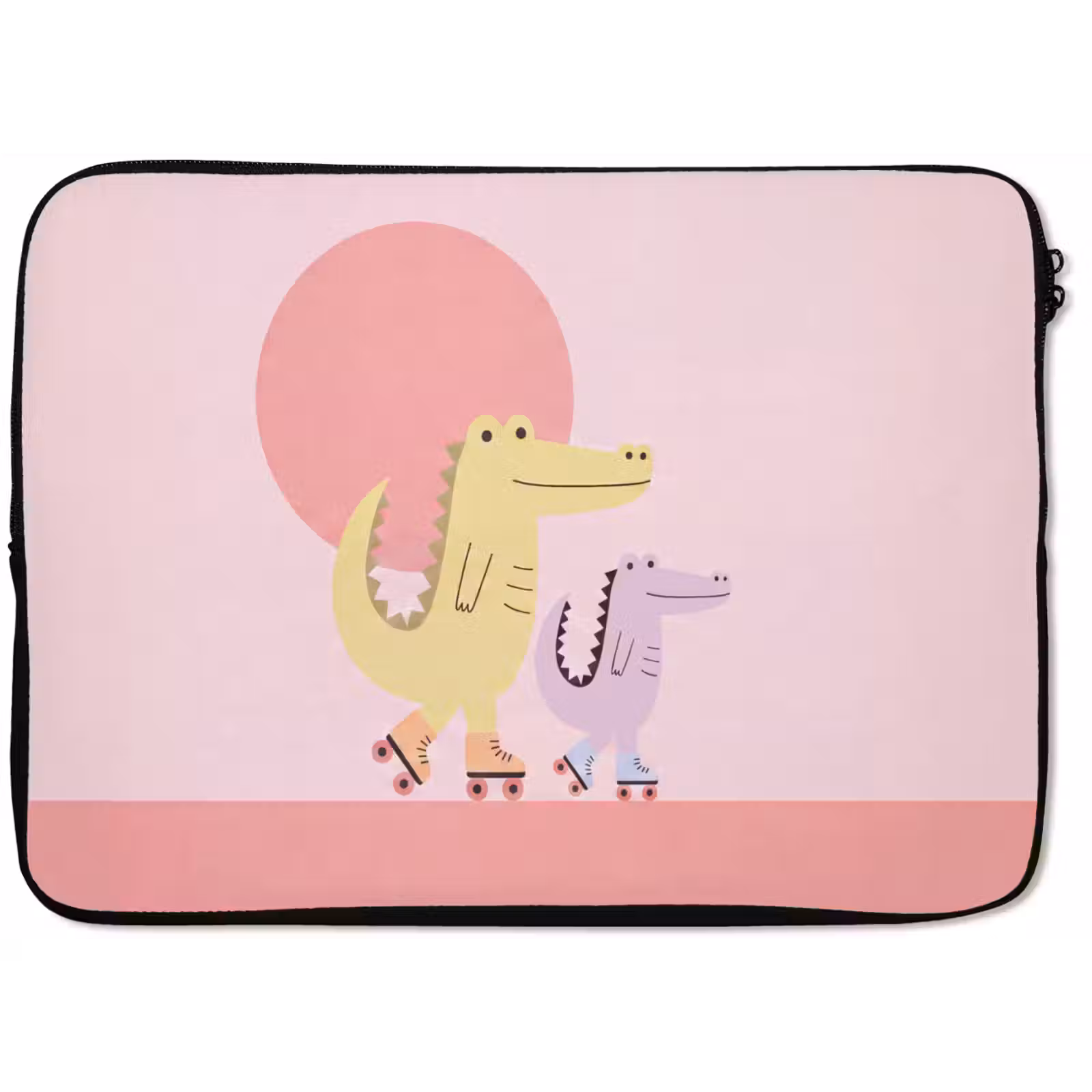 Laptophoes Dieren - Skaten - Illustratie - Speels - Roze — 1