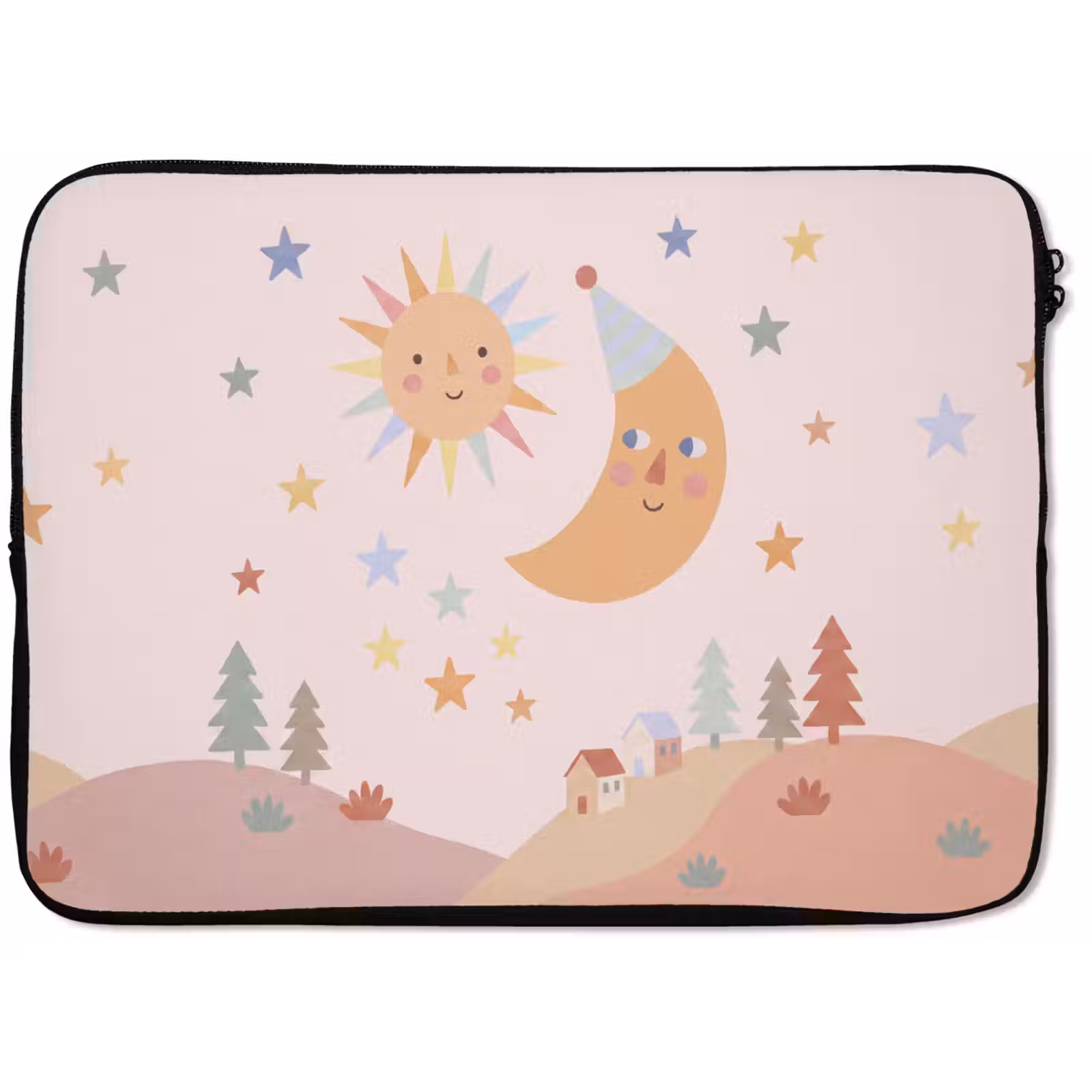 Laptophoes Zon - Maan - Sterren - Kinderkamer - Pastel — 1