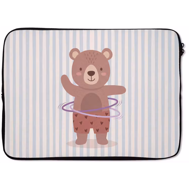 Laptophoes Beer - Hoepel - Kinderkamer - Illustratie - Bruin — 1