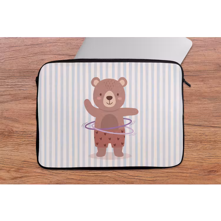 Laptophoes Beer - Hoepel - Kinderkamer - Illustratie - Bruin — 2