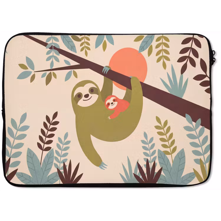Laptophoes Dieren - Moeder - Baby - Natuur - Groen — 1
