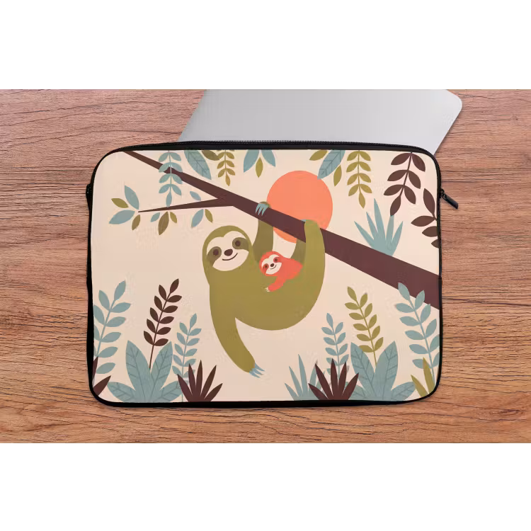 Laptophoes Dieren - Moeder - Baby - Natuur - Groen — 2
