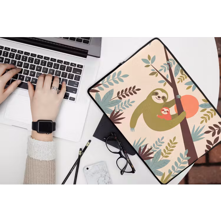 Laptophoes Dieren - Moeder - Baby - Natuur - Groen — 3