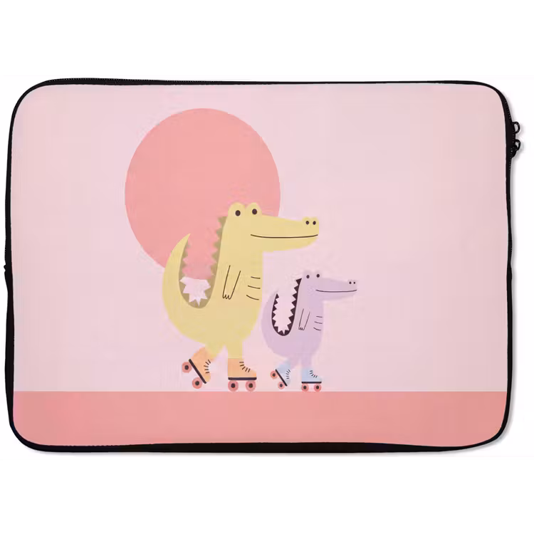 Laptophoes Dieren - Skaten - Illustratie - Speels - Roze — 1