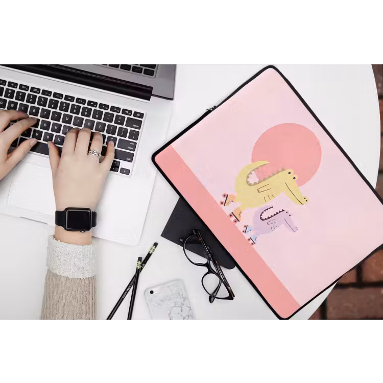 Laptophoes Dieren - Skaten - Illustratie - Speels - Roze — 3