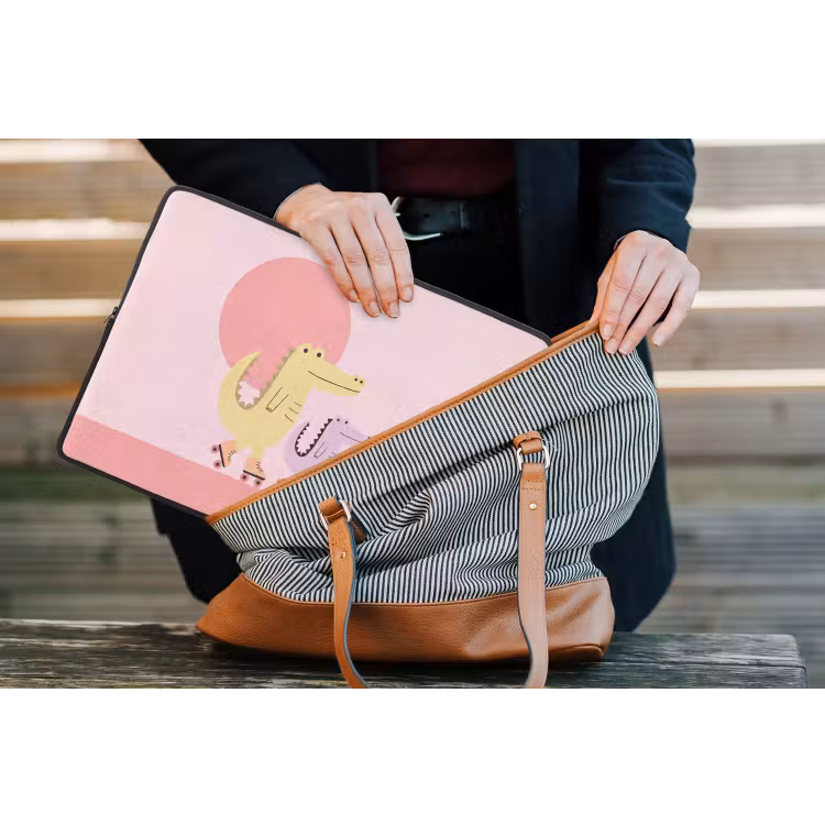 Laptophoes Dieren - Skaten - Illustratie - Speels - Roze — 4