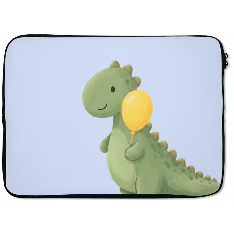 Laptophoes Dinosaurus - Ballon - Kinderkamer - Illustratie - Groen — 1