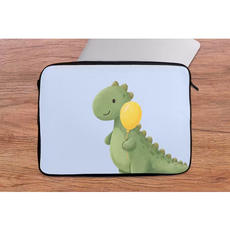 Laptophoes Dinosaurus - Ballon - Kinderkamer - Illustratie - Groen — 2