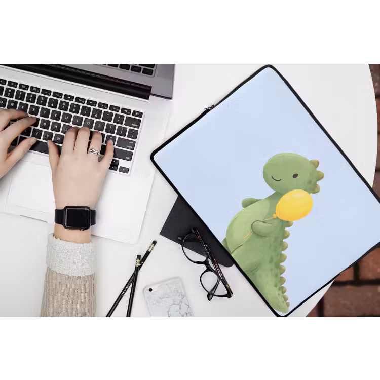 Laptophoes Dinosaurus - Ballon - Kinderkamer - Illustratie - Groen — 3