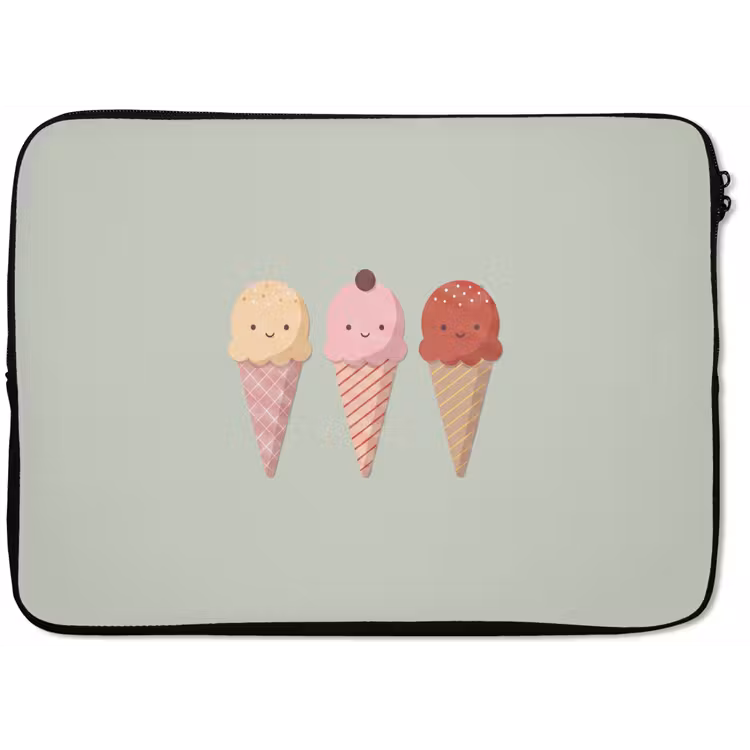 Laptophoes IJs - Hoorntjes - Eten - Illustratie - Vrolijk — 1