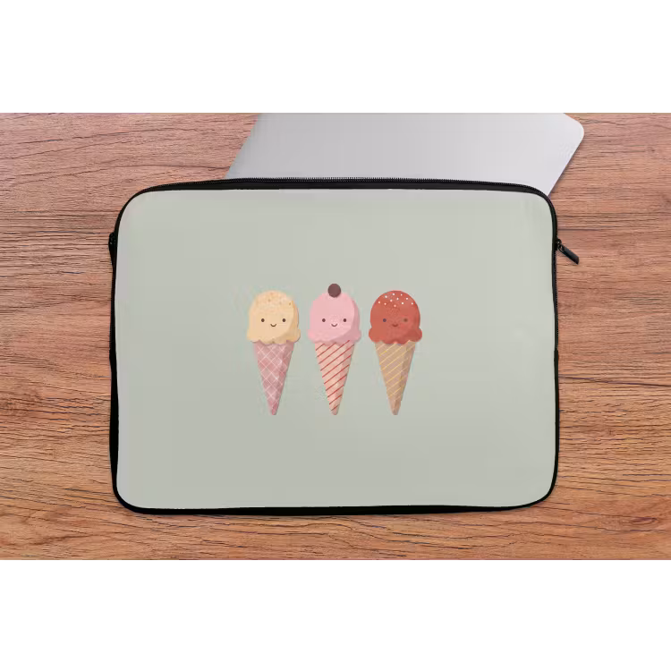 Laptophoes IJs - Hoorntjes - Eten - Illustratie - Vrolijk — 2