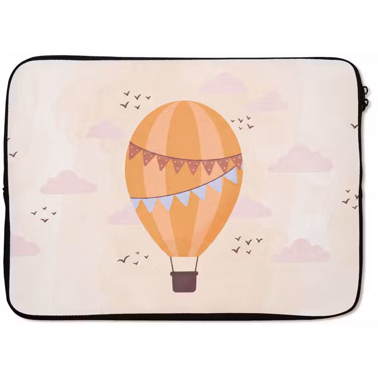 Laptophoes Luchtballon - Slingers - Avontuur - Illustratie - Oranje — 1