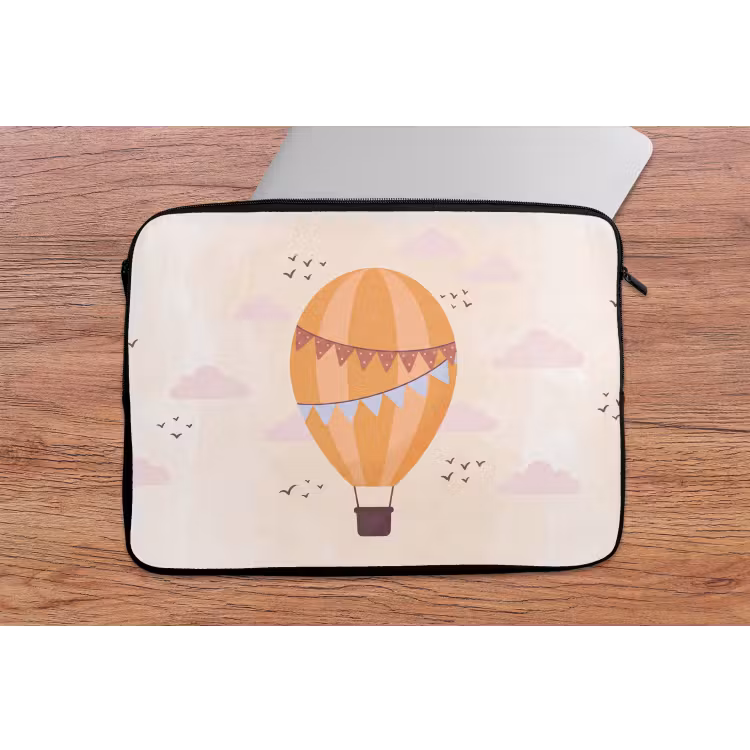 Laptophoes Luchtballon - Slingers - Avontuur - Illustratie - Oranje — 2