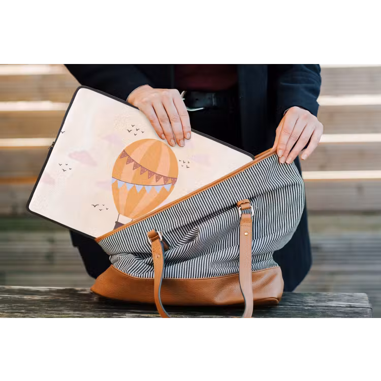 Laptophoes Luchtballon - Slingers - Avontuur - Illustratie - Oranje — 4