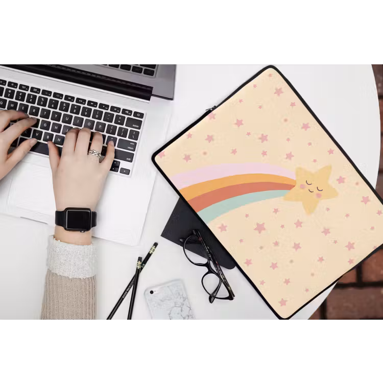 Laptophoes Ster - Regenboog - Nacht - Illustratie - Pastel — 3