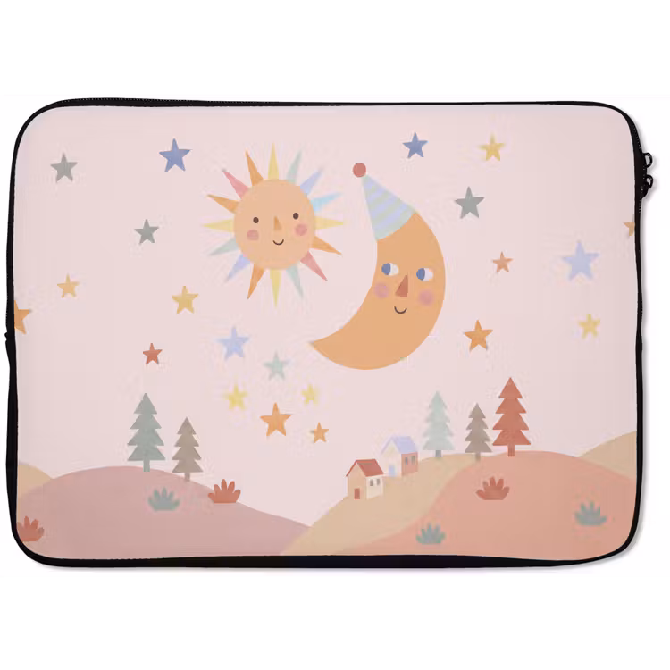 Laptophoes Zon - Maan - Sterren - Kinderkamer - Pastel — 1