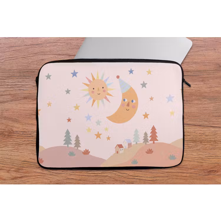 Laptophoes Zon - Maan - Sterren - Kinderkamer - Pastel — 2