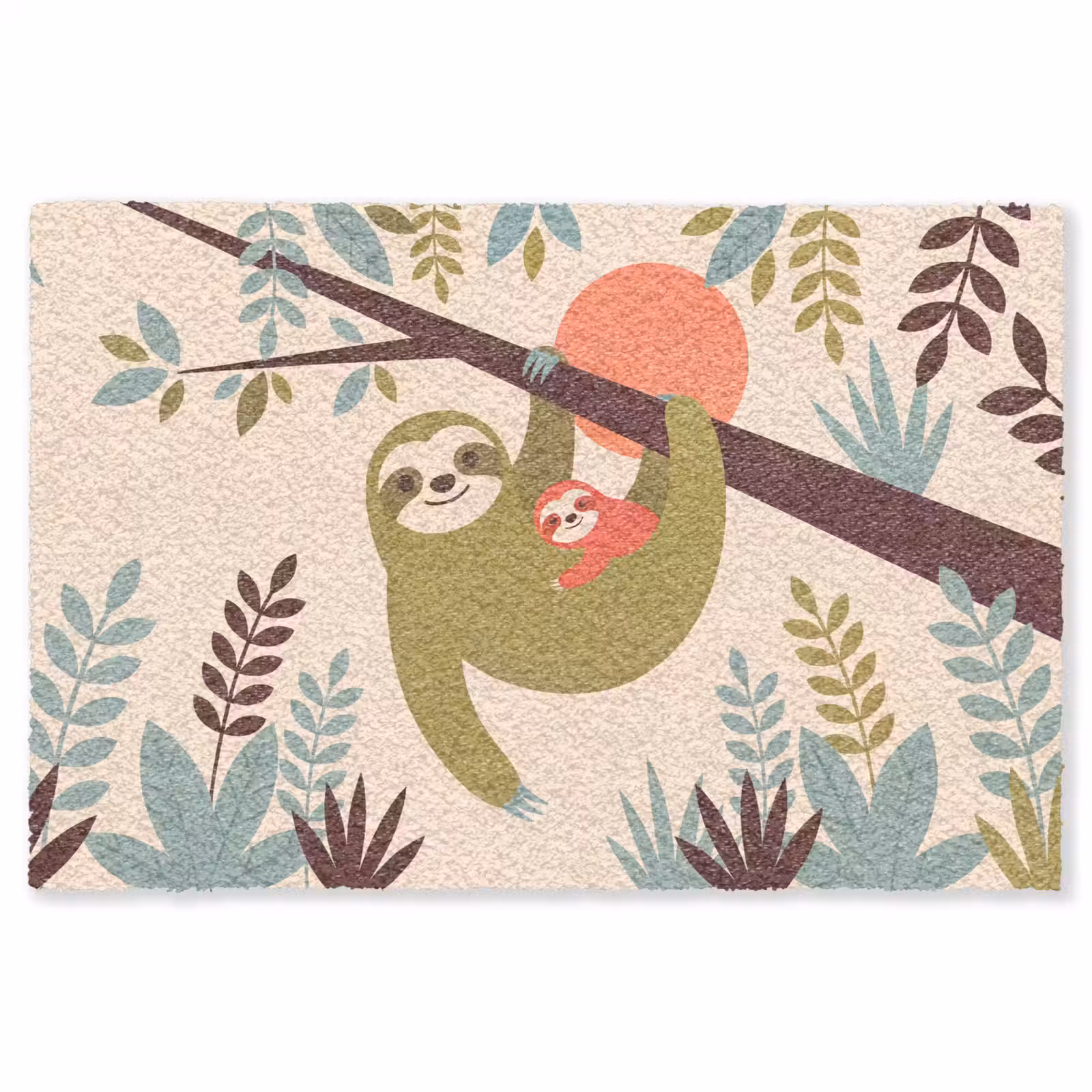 Vloerkleed - Dieren - Moeder - Baby - Natuur - Groen — 1